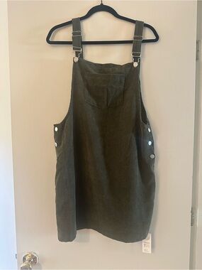 Cupshe Olive Green Corduroy Pinafore Dress